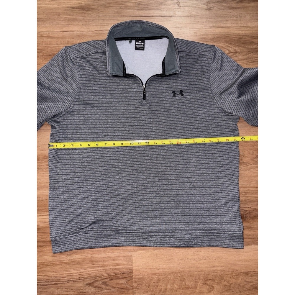 Under Armour Golf Storm Sweater Mens XL Grey Striped 1/4 Zip Pullover - Picture 4 of 5